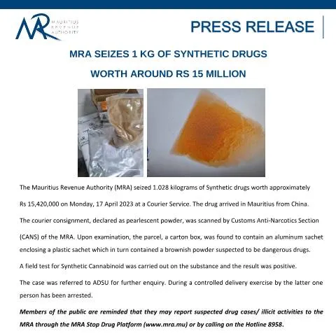 Document preview: MRA's Successful Drug Seizure Operation on April 17, 2023 — Government & admin (PressRelease200423)