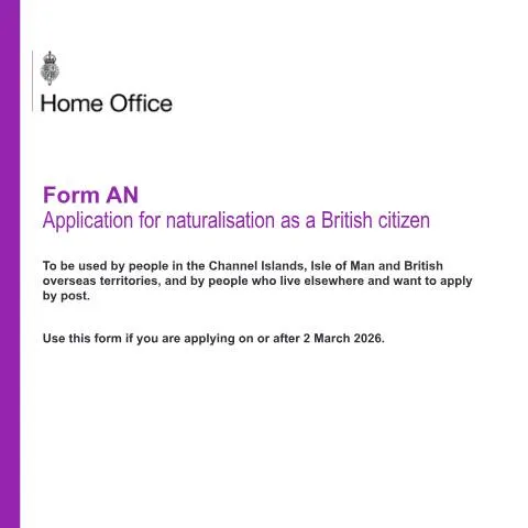 Document preview: British Citizenship by Naturalisation: Your Complete Form AN — Civil status & identity