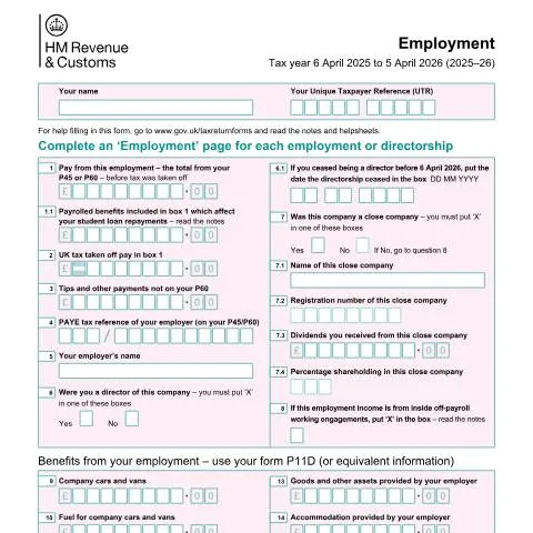 Document preview: SA102 Employment Supplement: When Multiple Jobs Require Separate Forms — Taxes