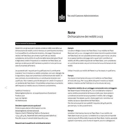 Documentvoorvertoning: Belang van de Inkomensverklaring 2023 Italiaans — Belastingen (CERFA n°ib0591t31plita)