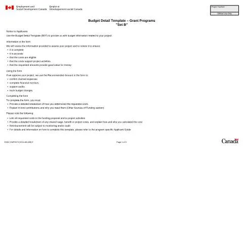 Document preview: Mastering the Budget Detail Template for ESDC Grants — Work & employment (CERFA n°EMP5573)