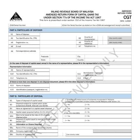 Document preview: Panduan Lengkap untuk Borang Cukai Keuntungan Modal — Cukai & percukaian