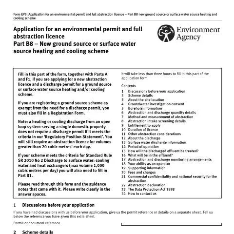 Document preview: Environment Agency Part B8 Application: Complete Permit Guide — Environment & energy