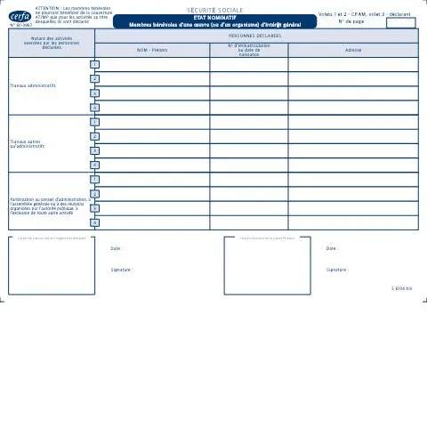 Aperçu du document Protection sociale des bénévoles : guide du formulaire 60-3997 — Démarches administratives (CERFA n°60-3997)