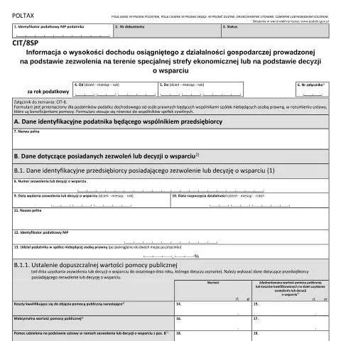 Document preview: Rola formularza CIT/8SP w polskim systemie podatkowym — Podatki i fiskalność (CERFA n°CIT/8SP)