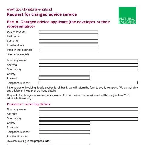 Document preview: How to Request Paid Environmental Advice from Natural England — Government & admin