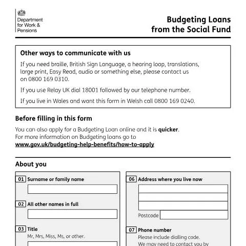 Document preview: How to Apply for a Social Fund Budgeting Loan in the UK — Benefits & social aid