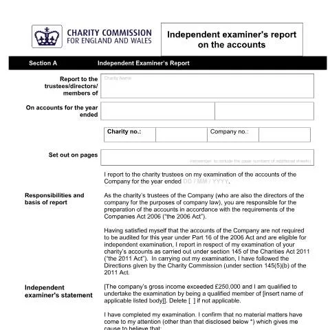 Document preview: SORP FRS 102 Independent Examiner's Report: Complete Template Guide — Legal & justice