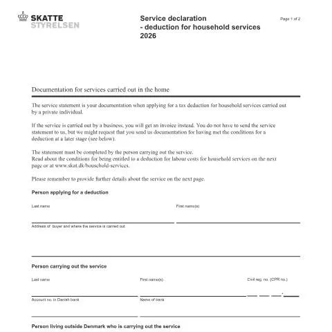 Document preview: Forstå Serviceerklæringen for Husstandsydelser — Skatter & skat (CERFA n°02.048)
