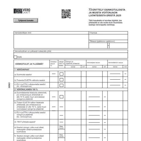Document preview: Vero 3096 -lomake: Osinkotulojen ilmoittamisen opas — Verot & verotus (CERFA n°Vero 3096)