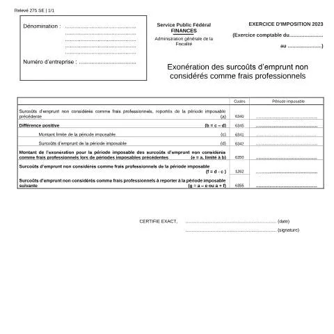 Aperçu du document Optimisez votre fiscalité avec le formulaire 121-275-se — Impôts & fiscalité (CERFA n°121-275-se)