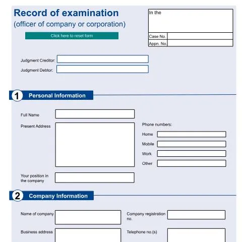 Document preview: Understanding Form EX141: Court Examination of Company Officers — Legal & justice