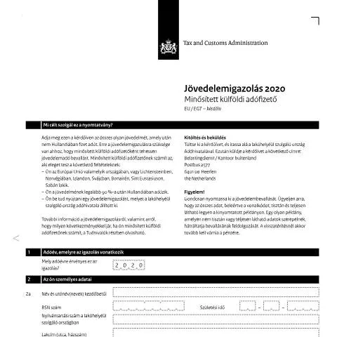 Documentvoorvertoning: Belang van de Inkomensverklaring 2020 Hongaars in Nederland — Belastingen (CERFA n°ib0591z01folhon)