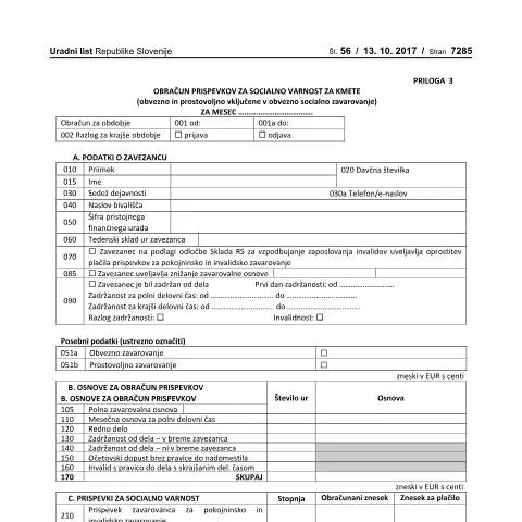 Document preview: Kako pravilno izpolniti obračun prispevkov za socialno varnost kmetov? — Davki & obdavčitev (CERFA n°PODO-OPSVK)