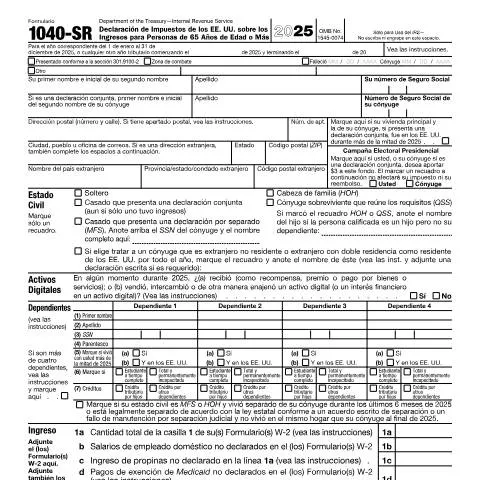 Document preview: Understanding IRS Form 1040-SR for Senior Tax Filers — Taxes (CERFA n°1040SRS)
