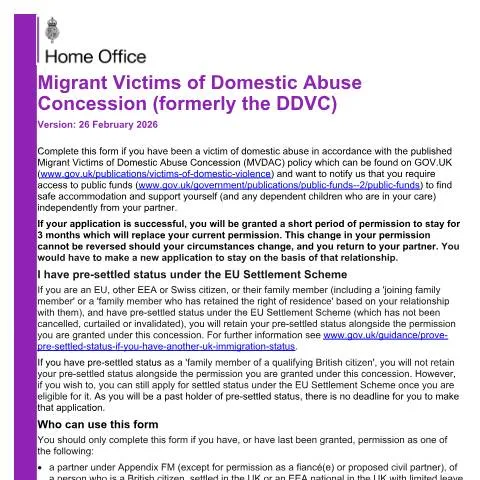 Document preview: Migrant Victims of Domestic Abuse Concession: Breaking Immigration — Legal & justice