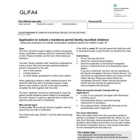 Document preview: Naviger gennem opholdstilladelsesprocessen for børn — Familie