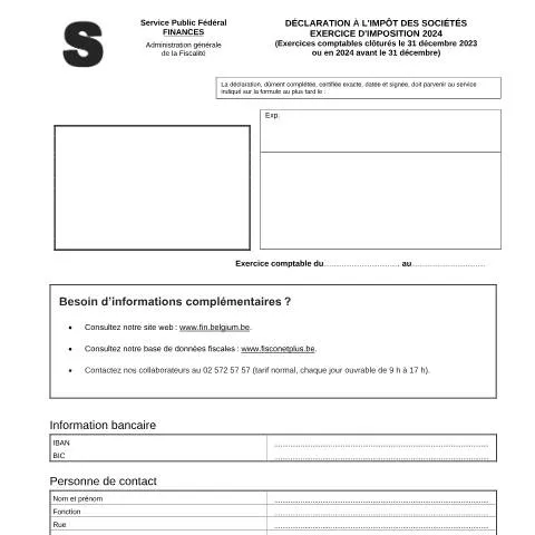 Aperçu du document Comprendre la Déclaration à l'impôt des sociétés 2024 — Impôts & fiscalité (CERFA n°121-declaration-isoc-2024)