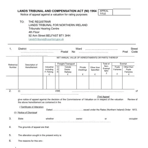 Document preview: Guide to Filing an Appeal Against Property Valuation in Northern — Legal & justice (Form AB)