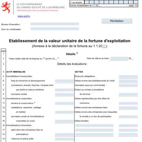 Aperçu du document Comprendre l'annexe Fort.Cap. F sur la fortune d'exploitation — Impôts & fiscalité (CERFA n°Fort.Cap. F)