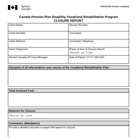 Document preview: Understanding the Closure Report for CPP Disability Program — Work & employment (CERFA n°ISP2588)
