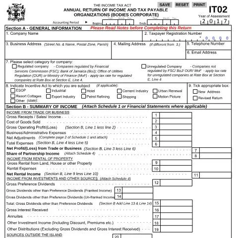 Document preview: Understanding the Jamaican Income Tax Return Form IT02 29 01 2018 — Taxes (CERFA n°IT02_29+01+2018)