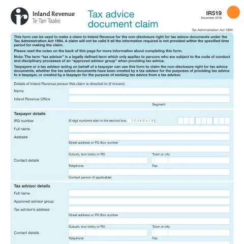 Document preview: The Role of IR519 in Protecting Tax Confidentiality — Taxes (CERFA n°IR519)