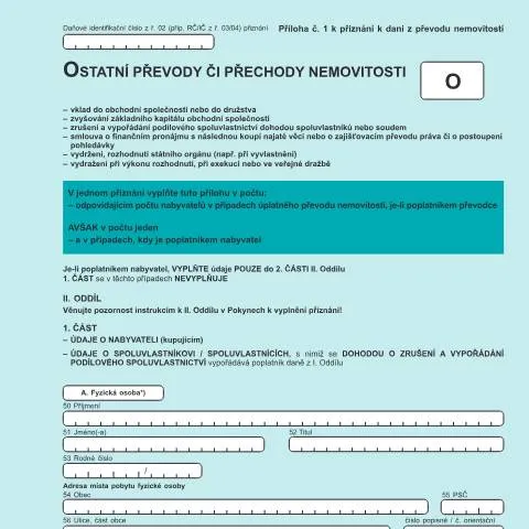 Document preview: Jak vyplnit Přílohu č. 1 k dani z převodu nemovitostí? — Daně a fiskální záležitosti (CERFA n°25 5402/B)