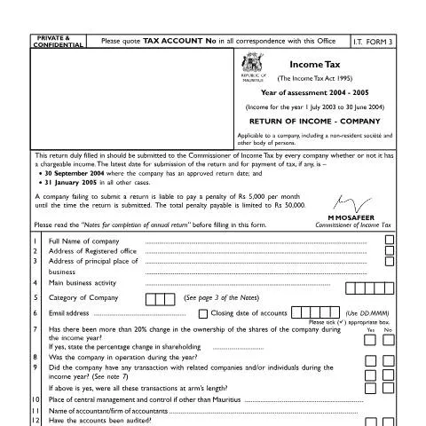 Document preview: Navigating I.T Form 3 for Corporate Compliance — Taxes (CERFA n°Company0405)