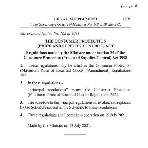 Document preview: GN 162 of 2021: Essential Goods Pricing Explained — Government & admin (CERFA n°GN162of2021)