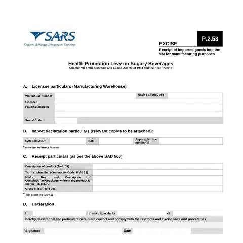 Document preview: Understanding the P.2.53 Form for Imported Goods Receipt — Government & admin (CERFA n°P.2.53)