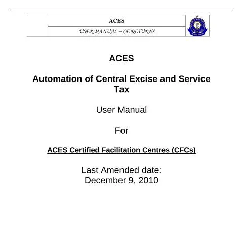 Document preview: Comprehensive Overview of the ACES User Manual CFC — Government & admin (CERFA n°ACES_User_Manual_CFC)