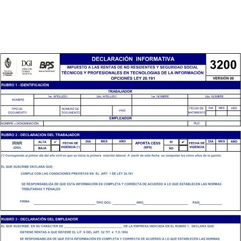 Vista previa del documento Importancia del Formulario 3200 en la Seguridad Social Uruguaya — Impuestos (CERFA n°3200)