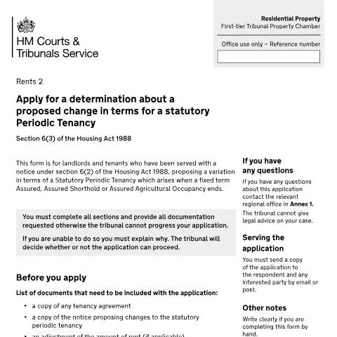 Document preview: How to Request Determination for Statutory Periodic Tenancy — Legal & justice
