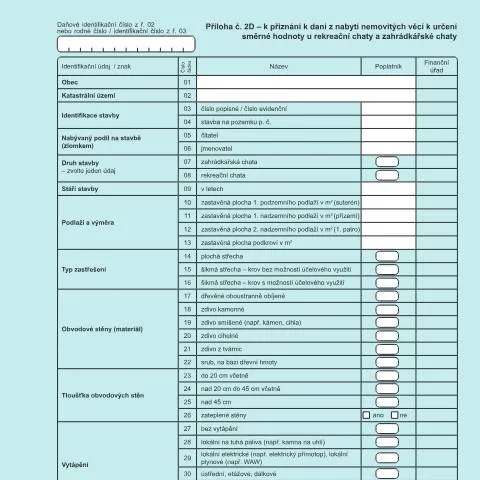 Document preview: Jak správně vyplnit Přílohu č. 2D k dani z nabytí nemovitých věcí — Daně a fiskální záležitosti (CERFA n°25 5548/D)