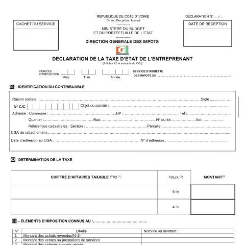 Aperçu du document Comprendre la Déclaration de la Taxe d'État d'Entrepreneur — Impôts & fiscalité
