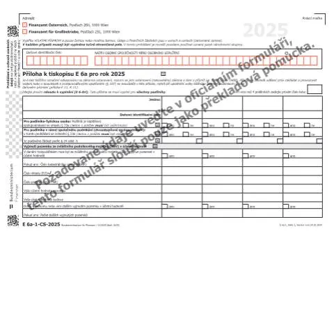 Dokumentvorschau: Das E6a-1-CS Formular: Ein Leitfaden für Gesellschafter in Österreich — Steuern (CERFA n°E6a-1-CS)