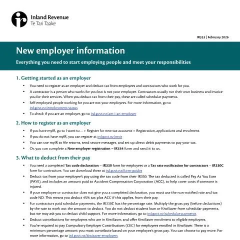 Document preview: Navigating the IR333 Form for New Employers — Work & employment (CERFA n°IR333)
