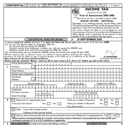 Document preview: Comprehensive Overview of Individual Return 01 Form (ind0105) — Taxes (CERFA n°ind0105)