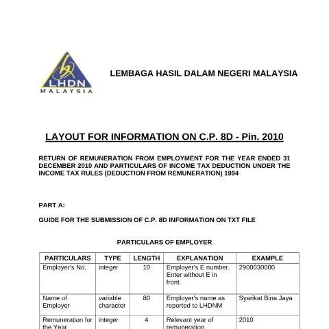 Document preview: Peranan dan Implikasi Borang C.P. 8D untuk Majikan — Cukai & percukaian