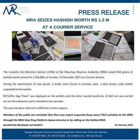 Document preview: Insights into the MRA's Rs 1.2M Hashish Seizure — Government & admin (PressRelease040122)