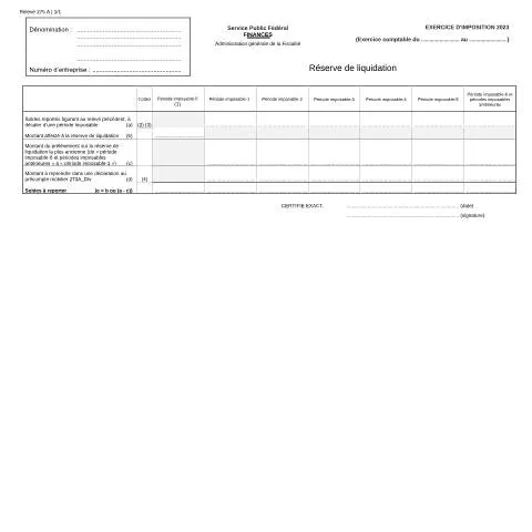 Aperçu du document Comprendre la réserve de liquidation et son formulaire 121-275-a — Impôts & fiscalité (CERFA n°121-275-a)