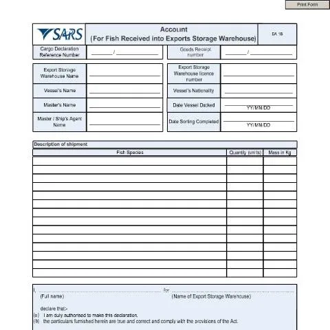 Document preview: Understanding the DA 1B Form in South Africa's Fishing Sector — Government & admin (CERFA n°DA 1B)