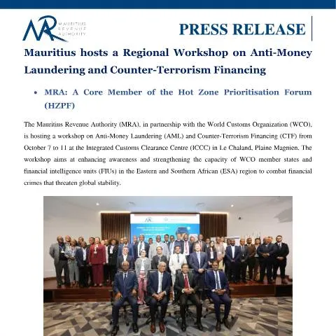Document preview: Strengthening Regional Cooperation on Financial Crime in Mauritius — Government & admin (PressRelease071024)
