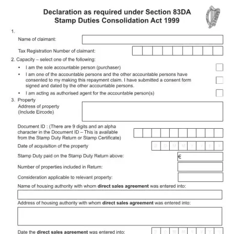 Document preview: Declaration under Section 83DA Stamp Duty Act — Taxes (S83DA)