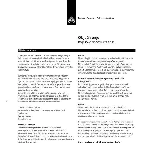 Documentvoorvertoning: Belastingaangifte 2021: Toelichting voor Kroatische Inkomensverklaring — Belastingen (CERFA n°ib0591t11plkro)