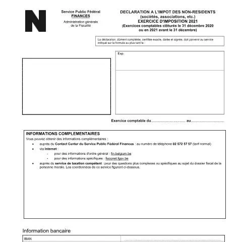 Aperçu du document Comprendre la déclaration des non-résidents-sociétés en Belgique — Impôts & fiscalité (CERFA n°121-declaration-inr-soc-2021)
