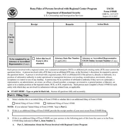 Document preview: Navigating the Essentials of USCIS Form I-956H — Immigration & visas (CERFA n°I-956H)