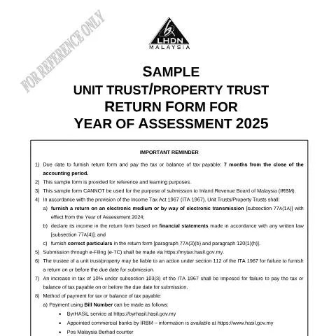 Document preview: Panduan Lengkap untuk Borang Pulangan Amanah 2025 — Cukai & percukaian
