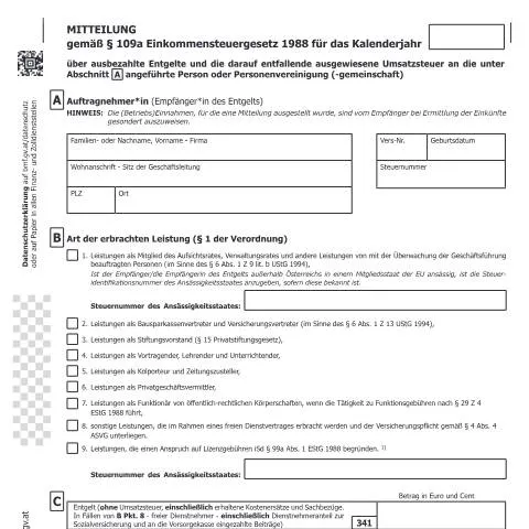 Dokumentvorschau: Rolle des E109a in der österreichischen Steuererklärung — Steuern (CERFA n°E109a)